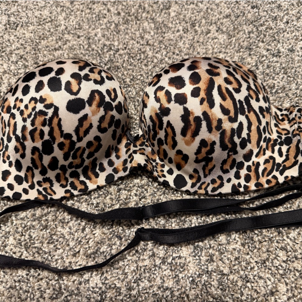 Victoria's Secret Leopard Push-Up Bra - Black, Brown & Cream